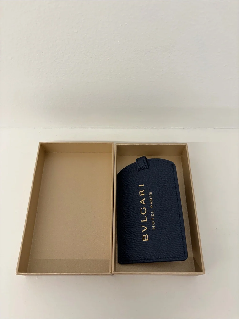 Bvlgari Hotel Paris Navy Blue Leather Luggage Tag - Brand New, NWOT!